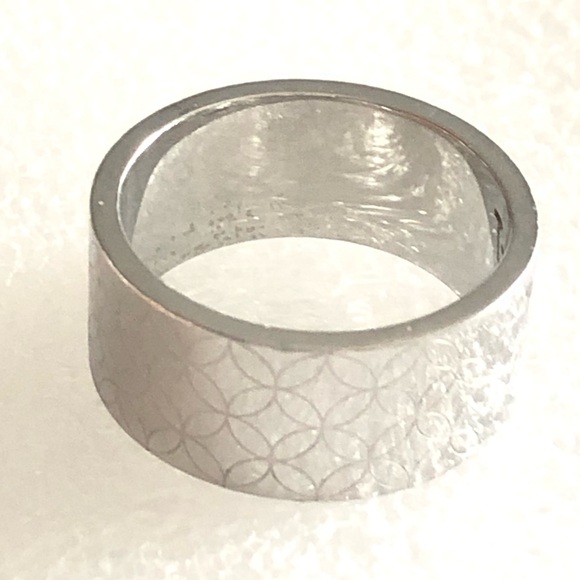 LOUIS VUITTON Cut Out Burg Champs Elysees Silver Plated Ring Unisex Sz L 10-1/4 - Picture 8 of 17